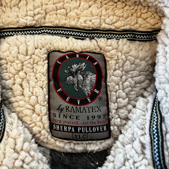 GENTLY Used} Cabin Fever by Ramatex Black/Grey, Plaid-  1/4 Zip Pullover/Size XL - Picture 4 of 7